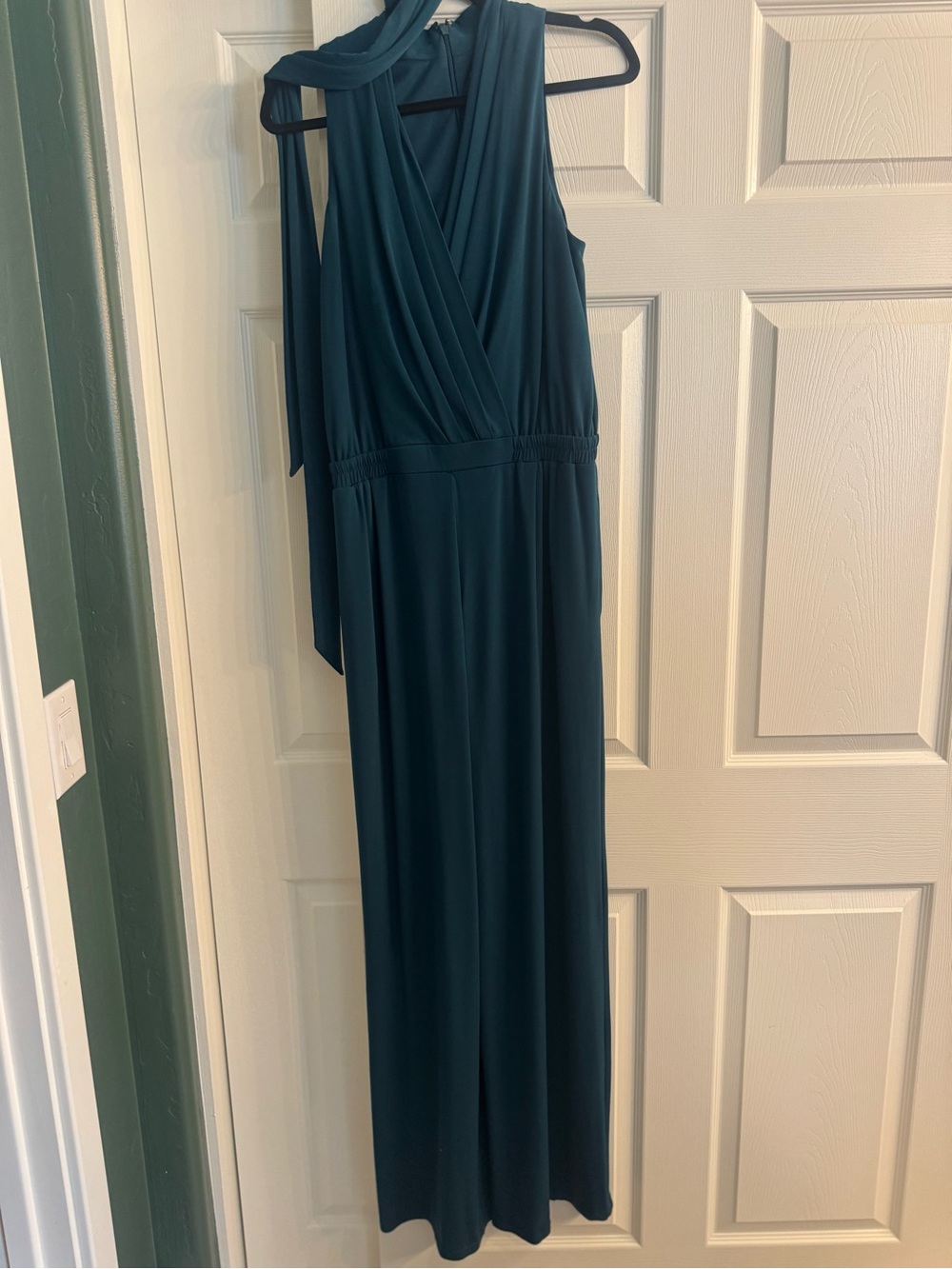 Vince Camuto Teal Sleeveless Wrap Wide-Leg Jumpsuit